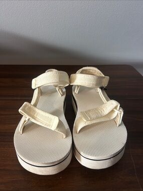 Teva Cream Platform Strappy Sandals